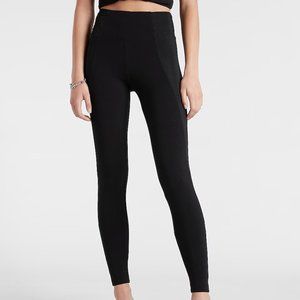 EXPRESS Super High Waisted Ribbed Panel Leggings NWT XXS Black